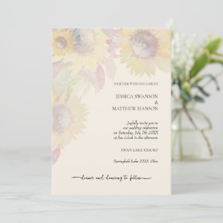 Invitation Art aquarelle pastel rustique tournesol moderne