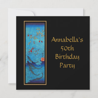Invitation Art Asiatique Vintage Requins 50e Anniversaire