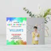 Invitation Art bleu dans la peinture de fête Anniversaire Inv (Debout devant)