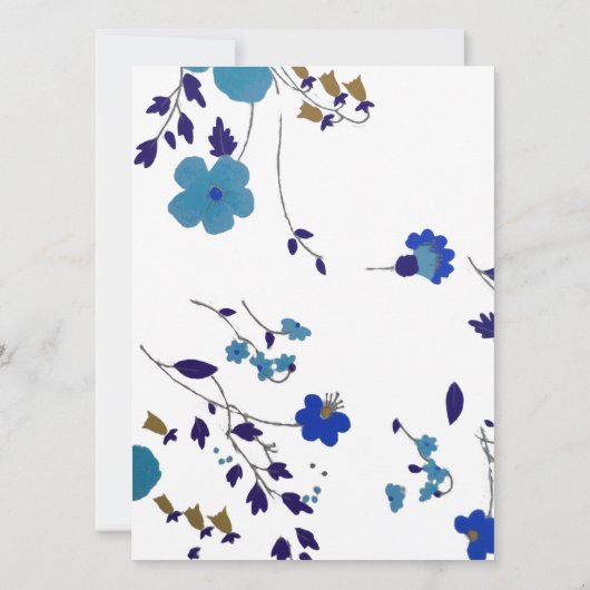 Invitation Art bleu de fleur de dîner de répétition (Dos)