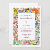 Invitation Art botanique floral Mariage frontalier multicolor (Devant / Derrière)