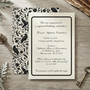 Invitation Art botanique gothique corbeau