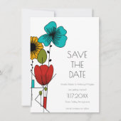 Invitation Art contemporain Nouveau Floral Enregistrer la dat (Devant)