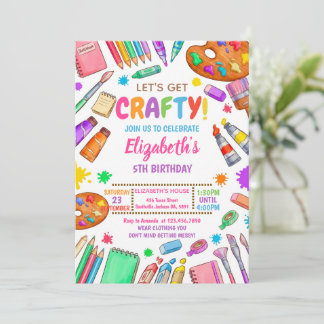 Invitation Art Craft Paint Birthday Party
