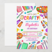 Invitation Art Craft Paint Birthday Party (Devant / Derrière)