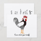 Invitation Art de coq : Cadeaux de dentelle noirs de poulet (Devant / Derrière)