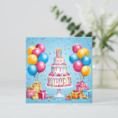 Invitation Art de fête d'anniversaire coloré (Debout devant)