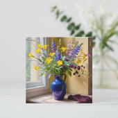 Invitation Art de floraisons bleu jaune pourpre (Debout devant)