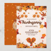 Invitation Art de gnome d'automne avec citrouilles arbre en f (Devant / Derrière)