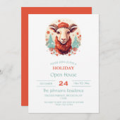 Invitation Art de la chèvre de Noël (Devant / Derrière)