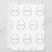 Invitation Art de la ligne ovale feuille mariage argent viole (Dos)