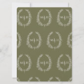 Invitation Art de la ligne ovale feuille mariage vert olive e (Dos)