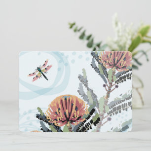 Invitation Art de libellule de fleur de Banksia