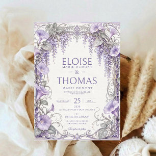 Invitation Art de mariage romantique floral violet Lavande Wi