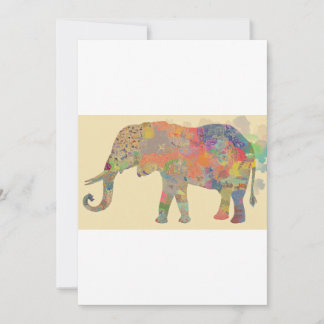 Invitation Art de mosaïque d'éléphants colorés