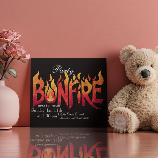 Invitation Art de mot de feu de joie ardent