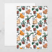 Invitation Art de trait dessin chats et fleurs (Devant / Derrière)