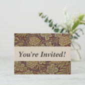 Invitation Art de vigne rouge vert William Morris (Debout devant)