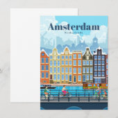 Invitation Art de voyage Voyage à Amsterdam (Devant / Derrière)