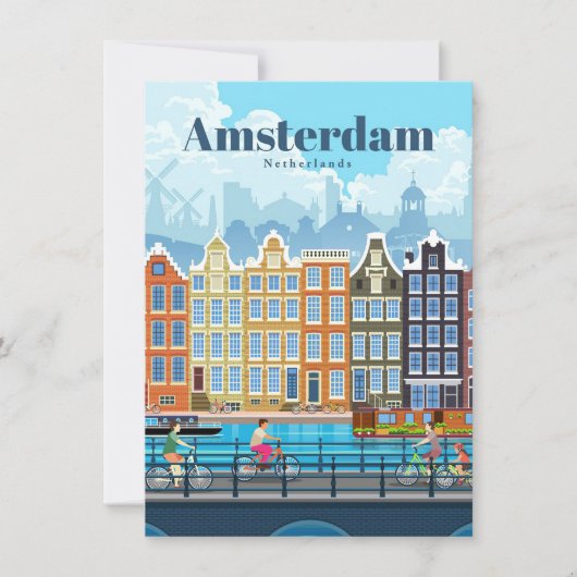Invitation Art de voyage Voyage à Amsterdam (Devant)