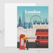 Invitation Art de voyage Voyage à Londres Angleterre (Devant / Derrière)