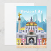 Invitation Art de voyage Voyage à Mexico City (Devant / Derrière)