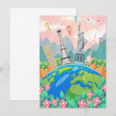 Invitation Art de voyage Voyage autour du monde (Devant / Derrière)