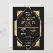 Invitation Art Déco 1920 Gold Black New Years Eve Party (Devant)