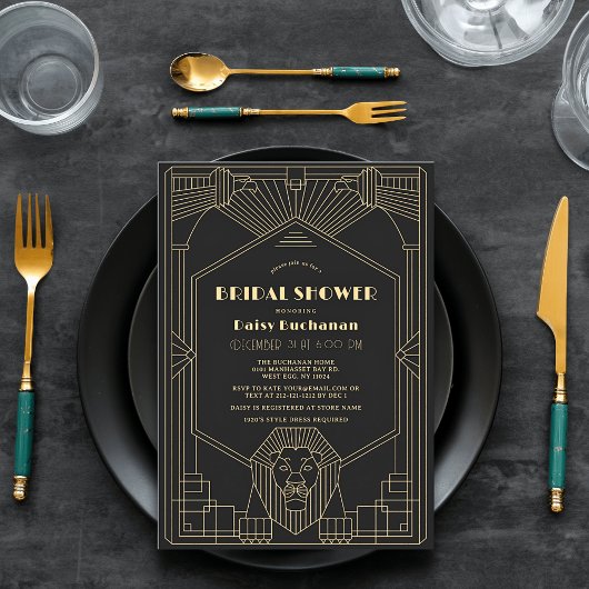 Invitation Art Deco 1920's Gatsby Lion Bridal Shower