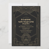 Invitation Art Déco 1920's Gatsby Lion New Years Eve Party (Devant)