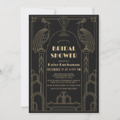 Invitation Art Deco 1920's Gatsby Peacock Bridal Shower (Devant)