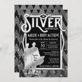 Invitation Art déco 25e anniversaire de mariage Gatsby le mag (Devant / Derrière)