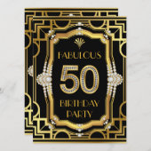 Invitation Art déco 50e fête d'anniversaire (Devant / Derrière)