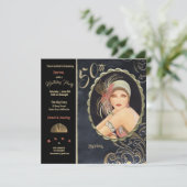Invitation Art déco 50e fête d'anniversaire 1920 Flapper Girl (Debout devant)