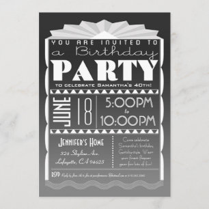Invitation Art Déco Anniversaire - Gatsby Style Gr