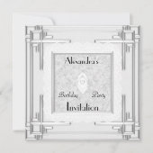 Invitation Art Déco Argent Blanc (Devant)