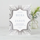 Invitation Art déco argenté et bleu (Debout devant)