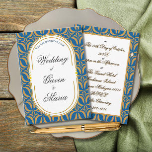 Invitation Art Déco Art Nouveau Floral Or Tone Moderne