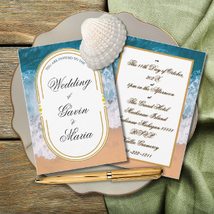 Invitation Art Déco Art Nouveau Floral Or Tone Moderne