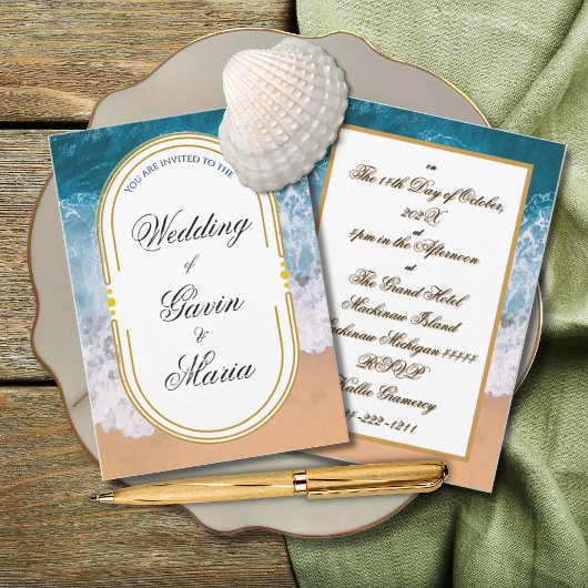 Invitation Art Déco Art Nouveau Floral Or Tone Moderne