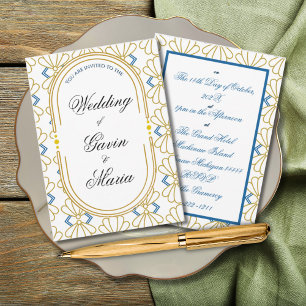 Invitation Art Déco Art Nouveau Floral Or Tone Moderne