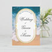 Invitation Art Déco Art Nouveau Floral Or Tone Moderne (Debout devant)