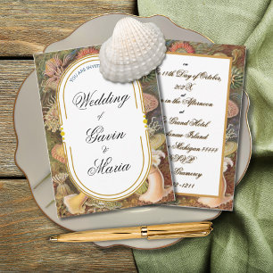 Invitation Art Déco Art Nouveau Floral Or Tone Sea Life