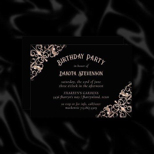 Invitation Art déco | Black Copper Nouveau Party
