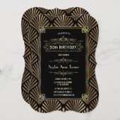 Invitation Art Déco Black Gatsby 1920 50e anniversaire (Devant / Derrière)