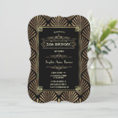 Invitation Art Déco Black Gatsby 1920 50e anniversaire (Debout devant)