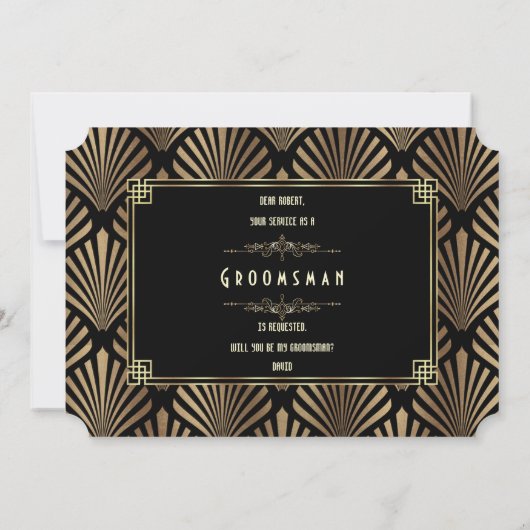 Invitation Art Déco Black Gatsby Serez-Vous Mon Groomsman (Dos)