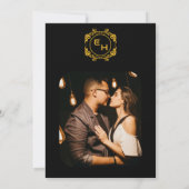 Invitation Art Déco Black Gold Foil Monogramme Classic Mariag (Dos)