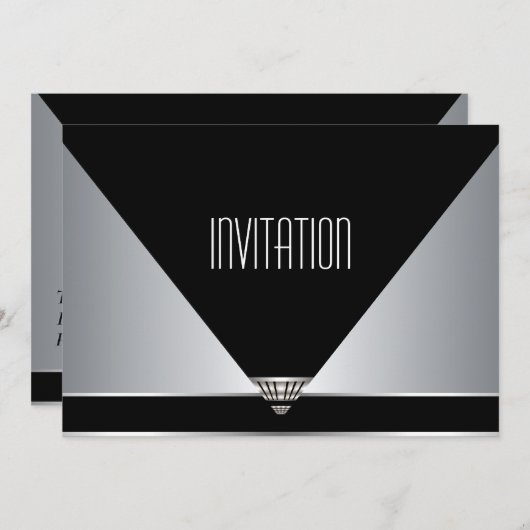 Invitation Art Déco Black Silver (Devant / Derrière)