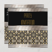 Invitation Art Déco Black Silver Gold (Devant / Derrière)